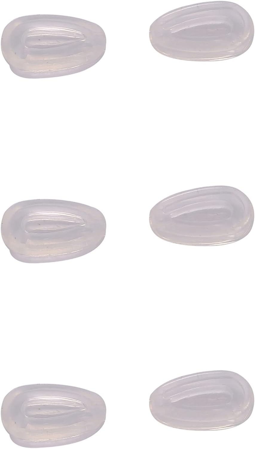 Caulo Silicon Rubber Airbag Push On Nose Pads Compatible w Oakley Glasses Sunglasses OX3122 OX5126 OX5115 OX5118 OO9174 OO4082 OO6017 OO6018 OO4086 OO4054 OO4079 etc (Clear - 3 Pairs)