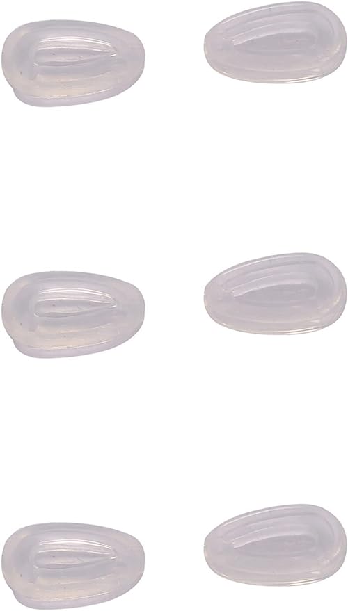 Caulo Silicon Rubber Airbag Push On Nose Pads Compatible w Oakley Glasses Sunglasses OX3122 OX5126 OX5115 OX5118 OO9174 OO4082 OO6017 OO6018 OO4086 OO4054 OO4079 etc (Clear - 3 Pairs)