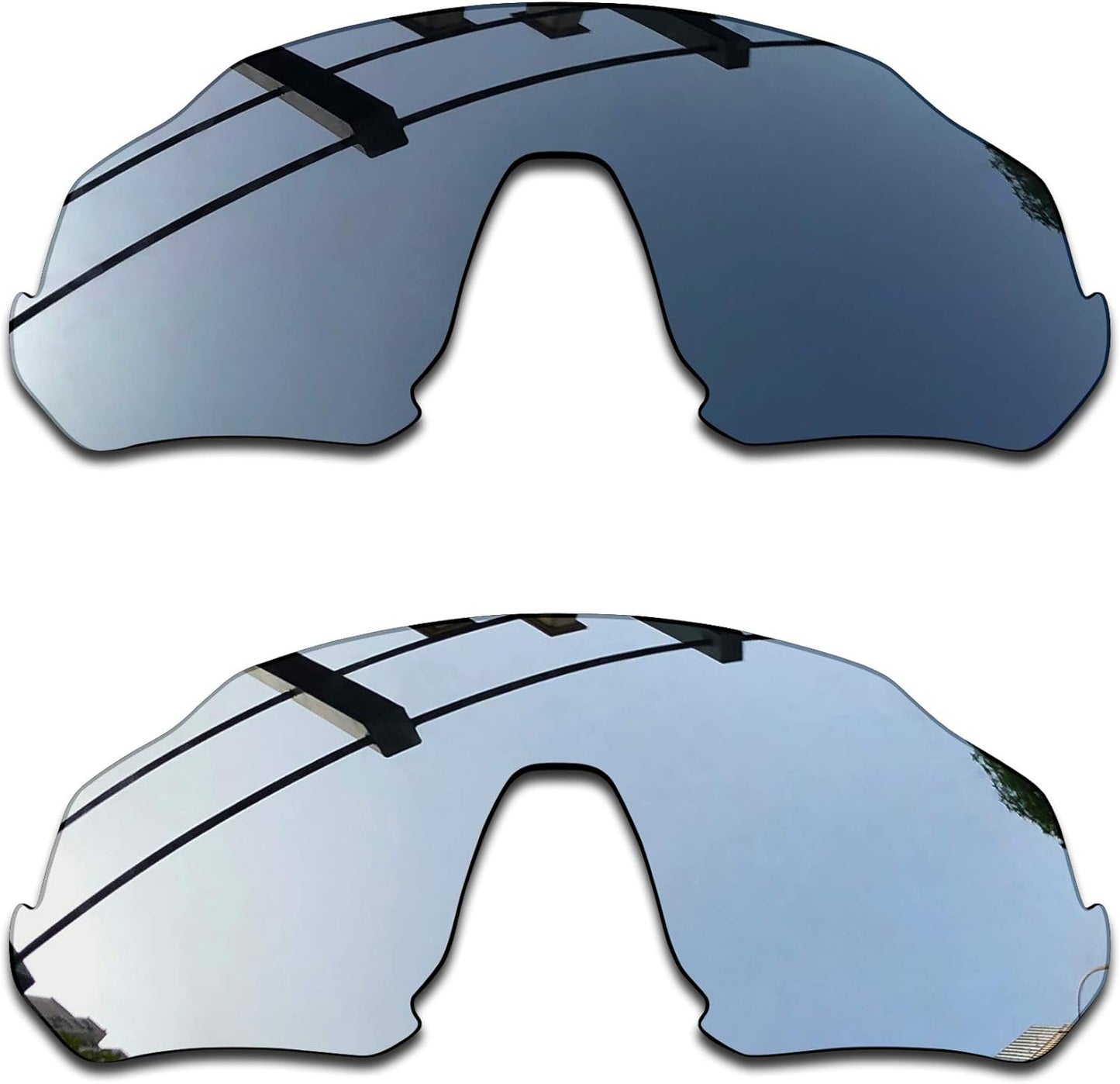 SEEABLE Premium Polarized Mirror Replacement Lenses for Oakley Flight Jacket OO9401 Sunglasses - Black Chrome Mirror+Silver Mirror