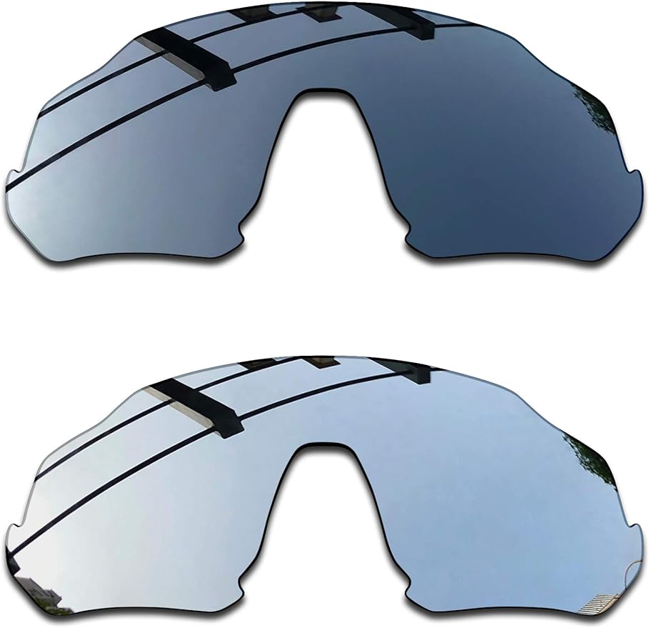 SEEABLE Premium Polarized Mirror Replacement Lenses for Oakley Flight Jacket OO9401 Sunglasses - Black Chrome Mirror+Silver Mirror