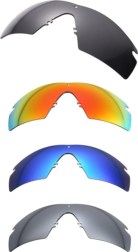 NicelyFit 4 Pairs Polarized Replacement Lenses for Oakley Si Ballistic M Frame 2.0 Sunglasses (Black Blue Red Titanium)