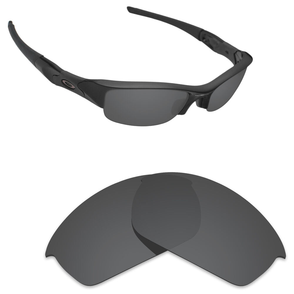 Hawkry Polarized Replacement Lenses for-Oakley Flak Jacket Stealth Black