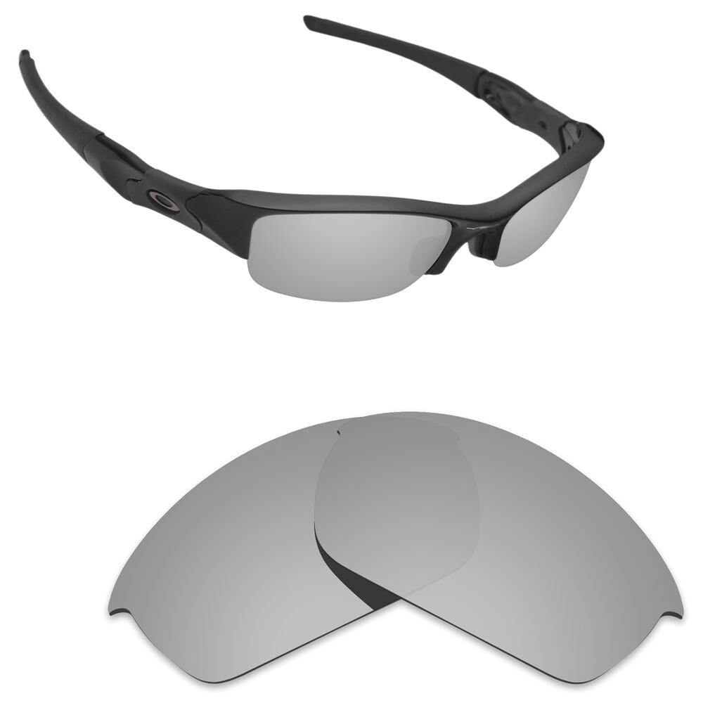 Hawkry Polarized Replacement Lenses for-Oakley Flak Jacket Silver Titanium