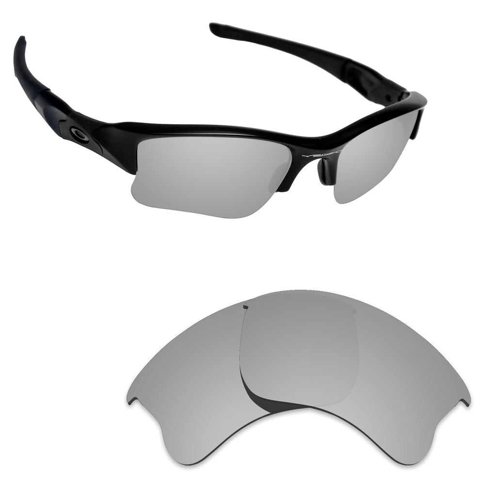 Hawkry Polarized Replacement Lenses for-Oakley Flak Jacket XLJ Silver Titanium