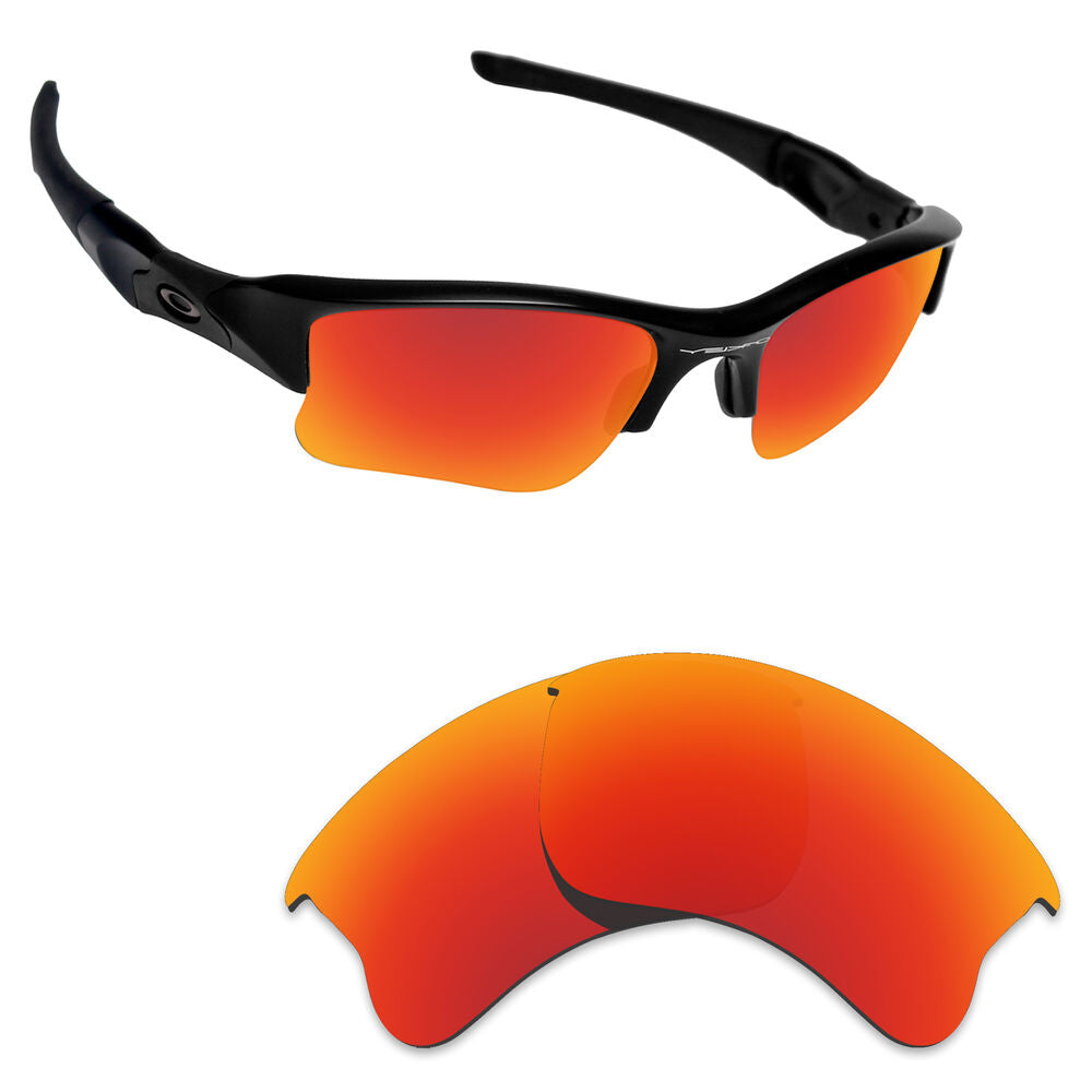 Hawkry Polarized Replacement Lense for-Oakley Flak Jacket XLJ Sunglass Fire Red