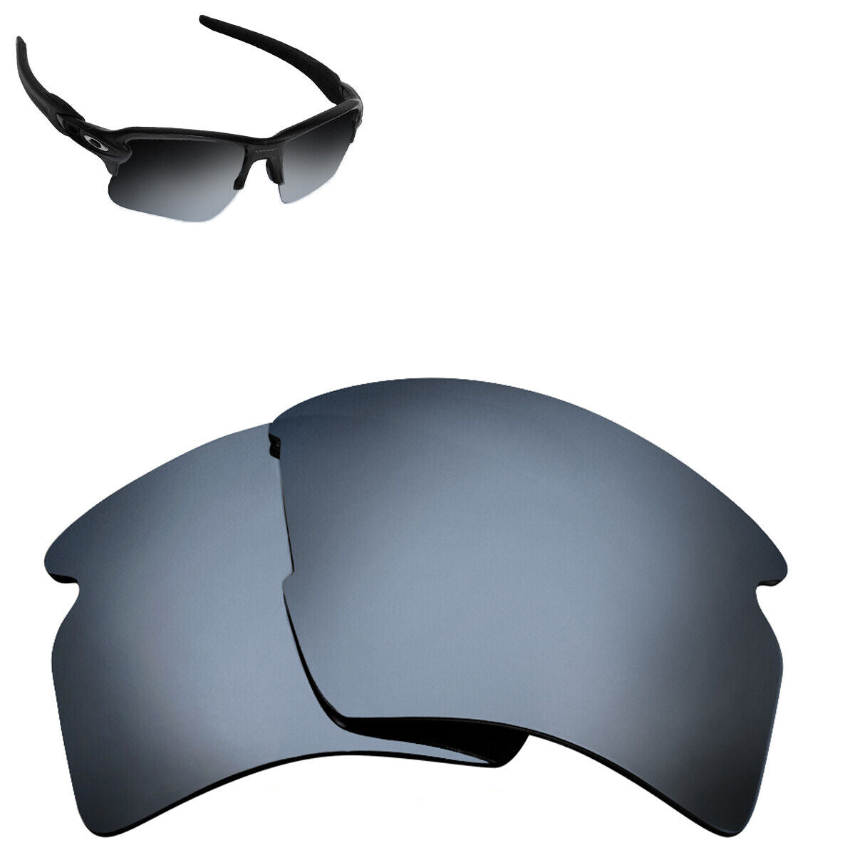 LenSwitch Replacement Lenses for Oakley Flak 2.0 XL Sunglasses Silver Mirror