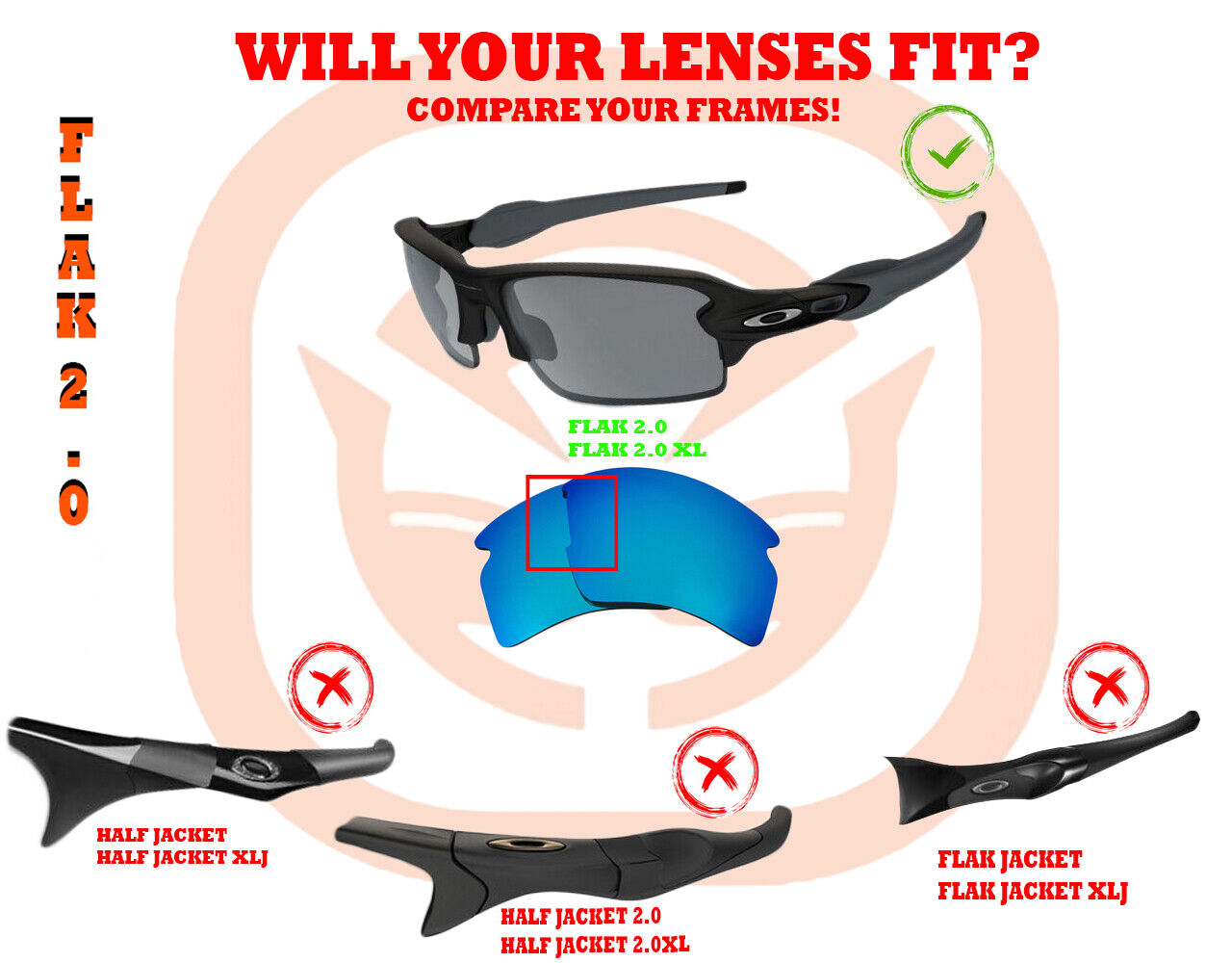 LenSwitch Replacement Lenses for Oakley Flak 2.0 XL Sunglasses Purple Mirror