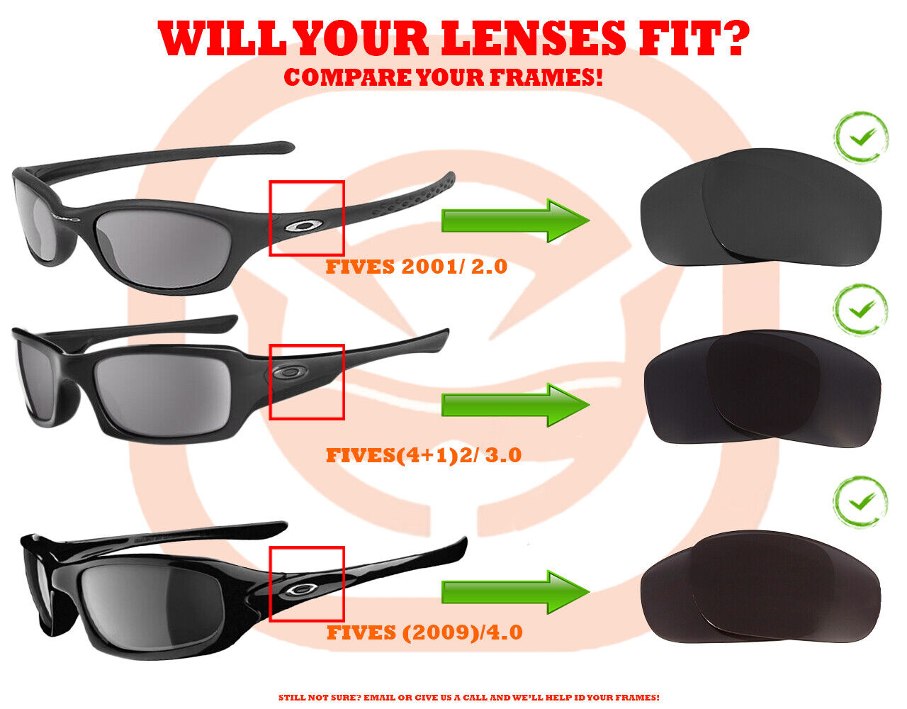 LenSwitch Replacement Lenses for Oakley Fives 3.0 Sunglasses Red Mirror