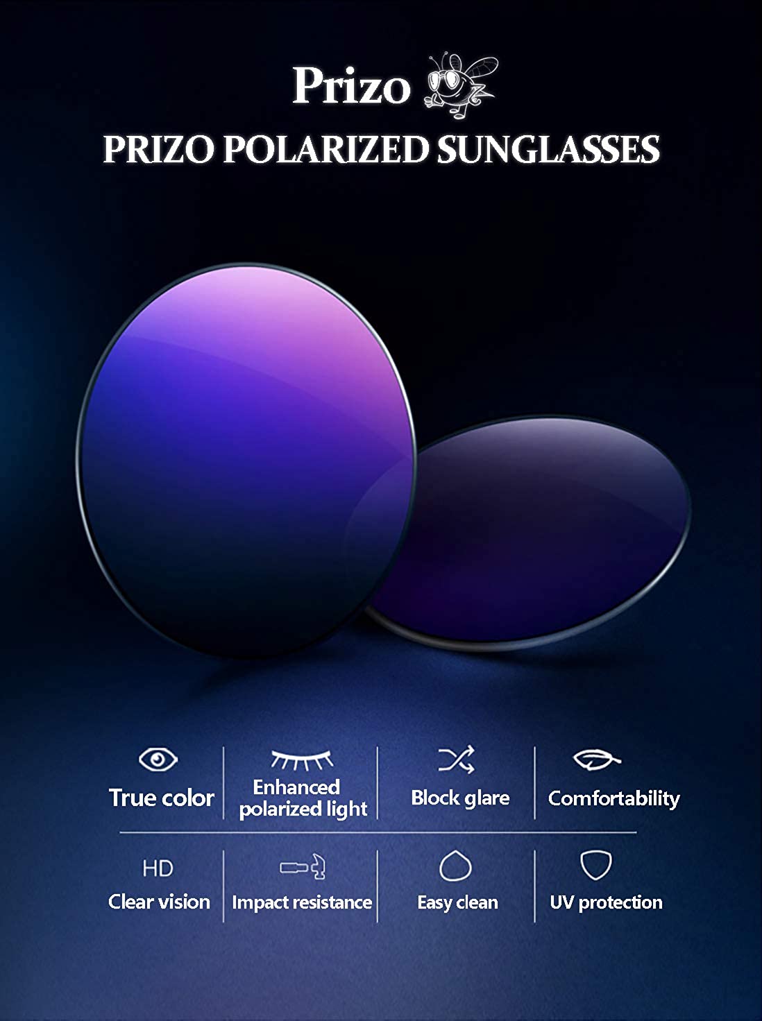 Prizo Polarized Replacement Lenses for Oakley Batwolf Sunglasses (A/R Black Mirror)