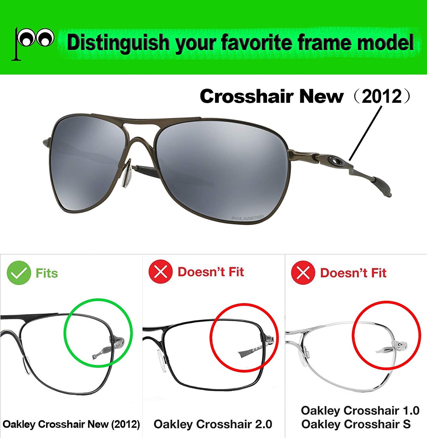 Prizo Polarized Replacement Lenses for Oakley Crosshair New 2012 Sunglasses