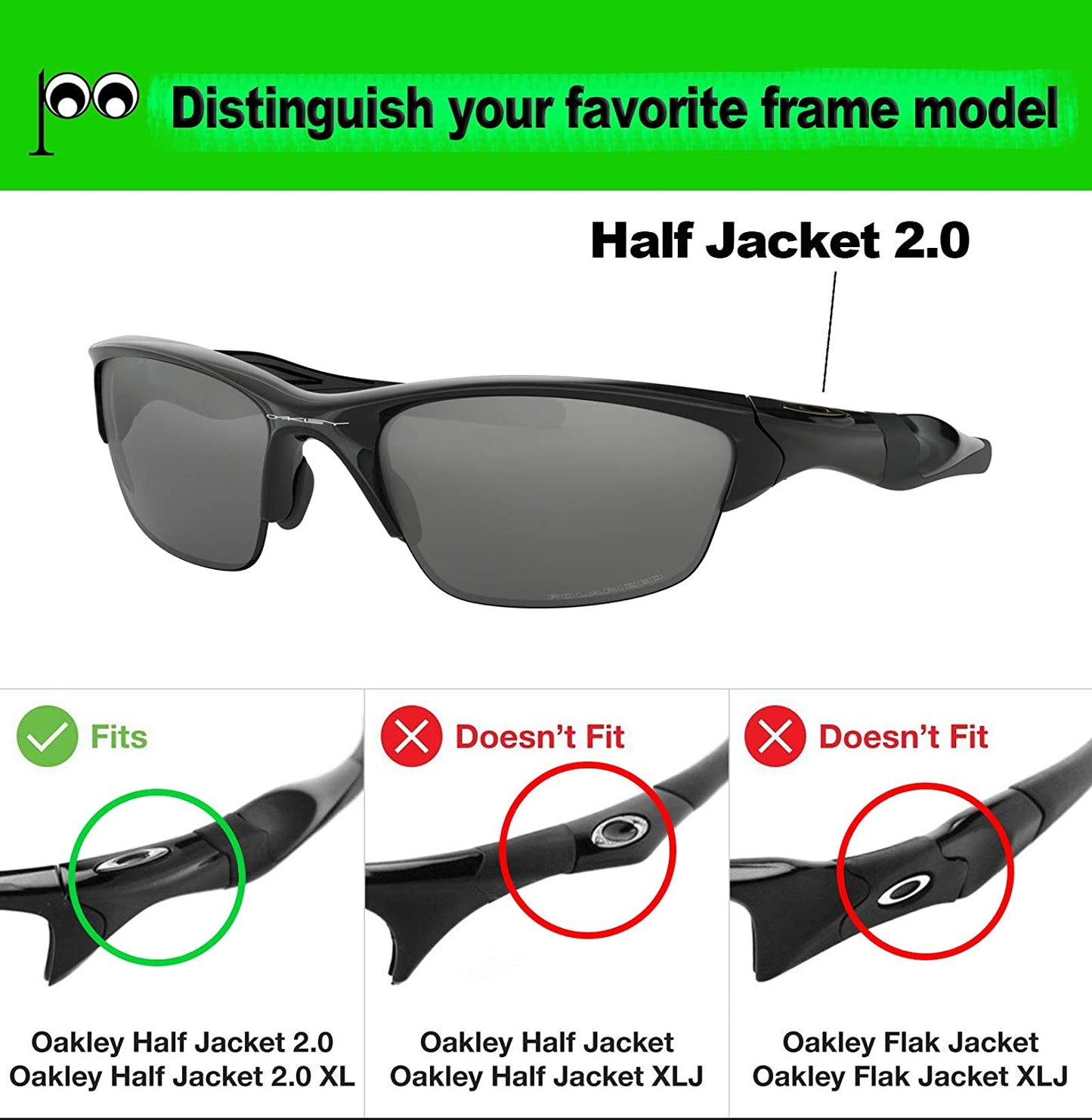 Prizo Polarized Replacement Lenses for Oakley Half Jacket 2.0 OO9144 Sunglasses