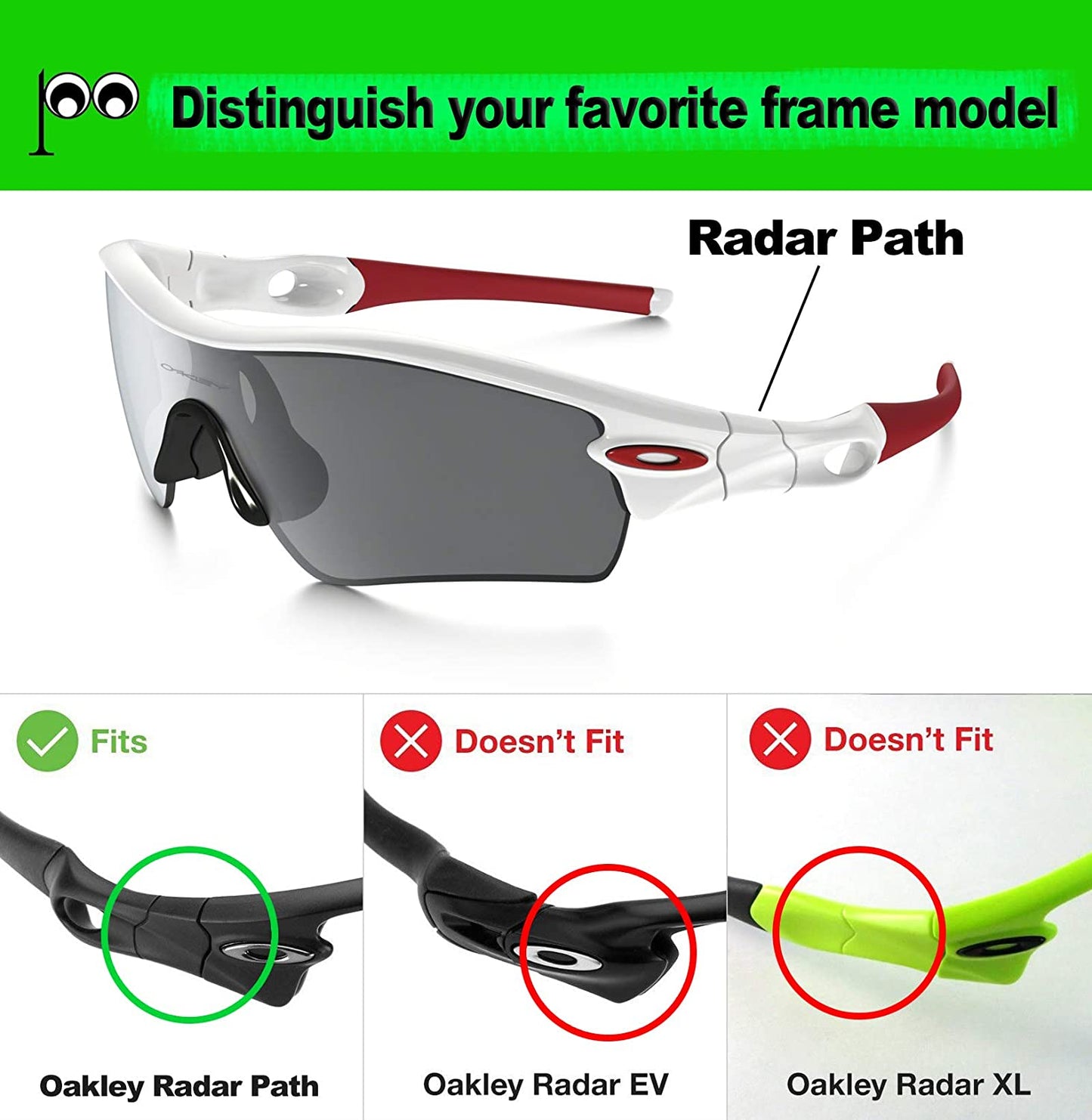 Prizo Polarized Replacement Lenses for Oakley Radar Path Sunglasses - Multi Options